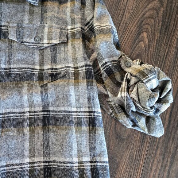 VINTAGE TAHOE Cotton/Poly Plaid Long-Sleeved w/ Tab Flannel Shirt NWOT/SIZE M - Picture 5 of 7